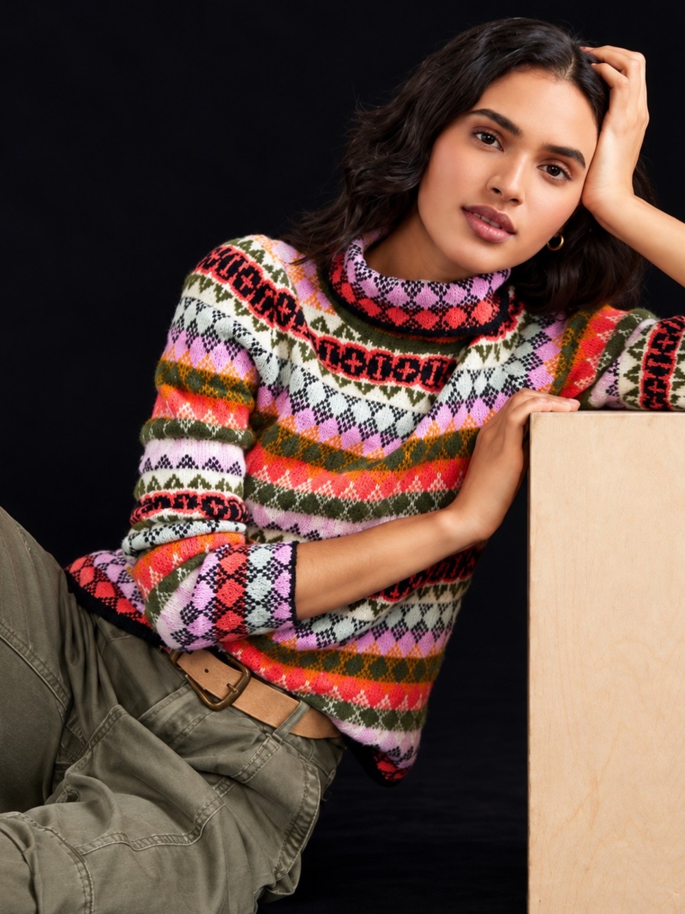 Maeve Carol Striped Turtleneck Sweater